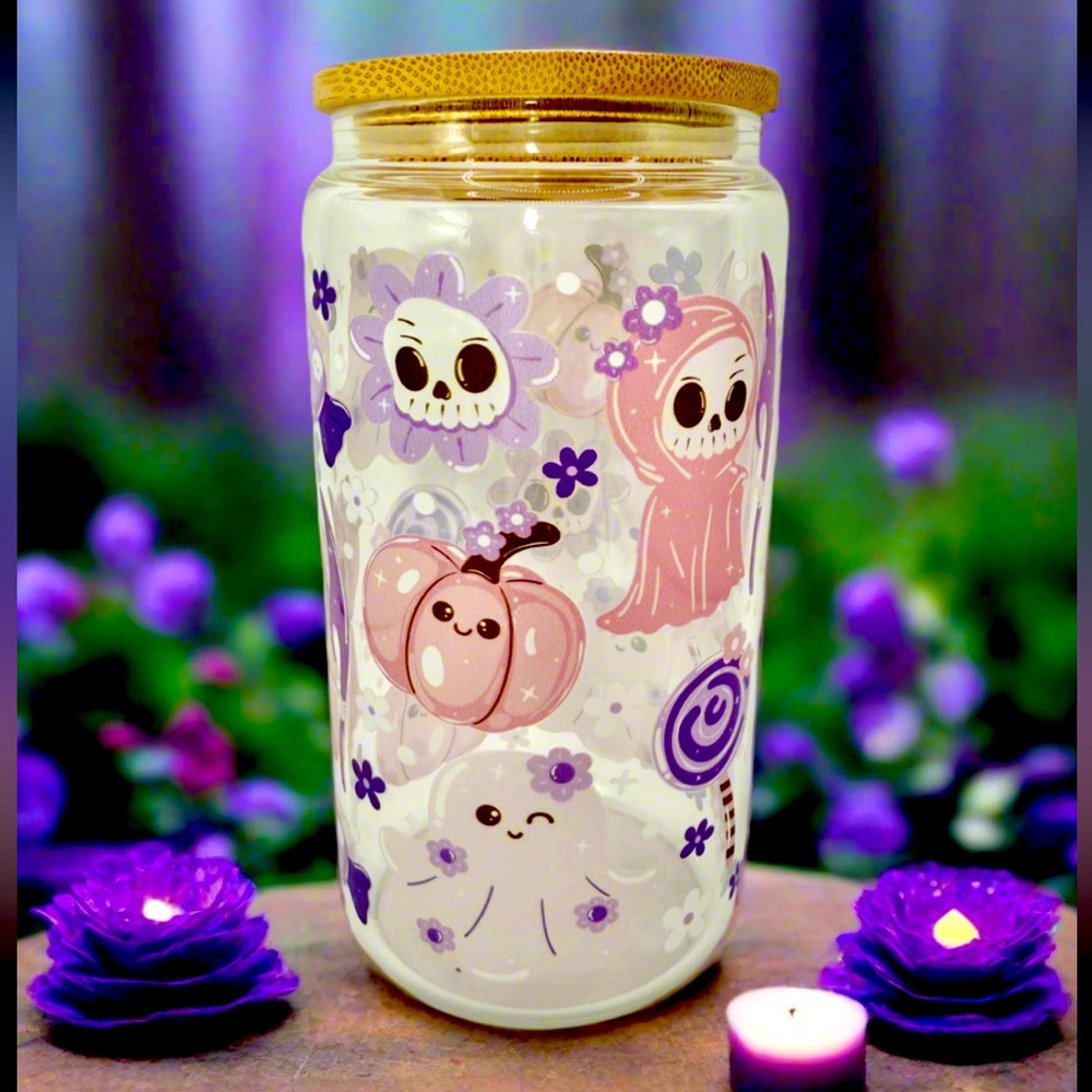 ☁️ HANDCRAFTED BY MINTCLOUDNINE - CAN GLASS CUP - HALLOWEEN FRIENDS 👻